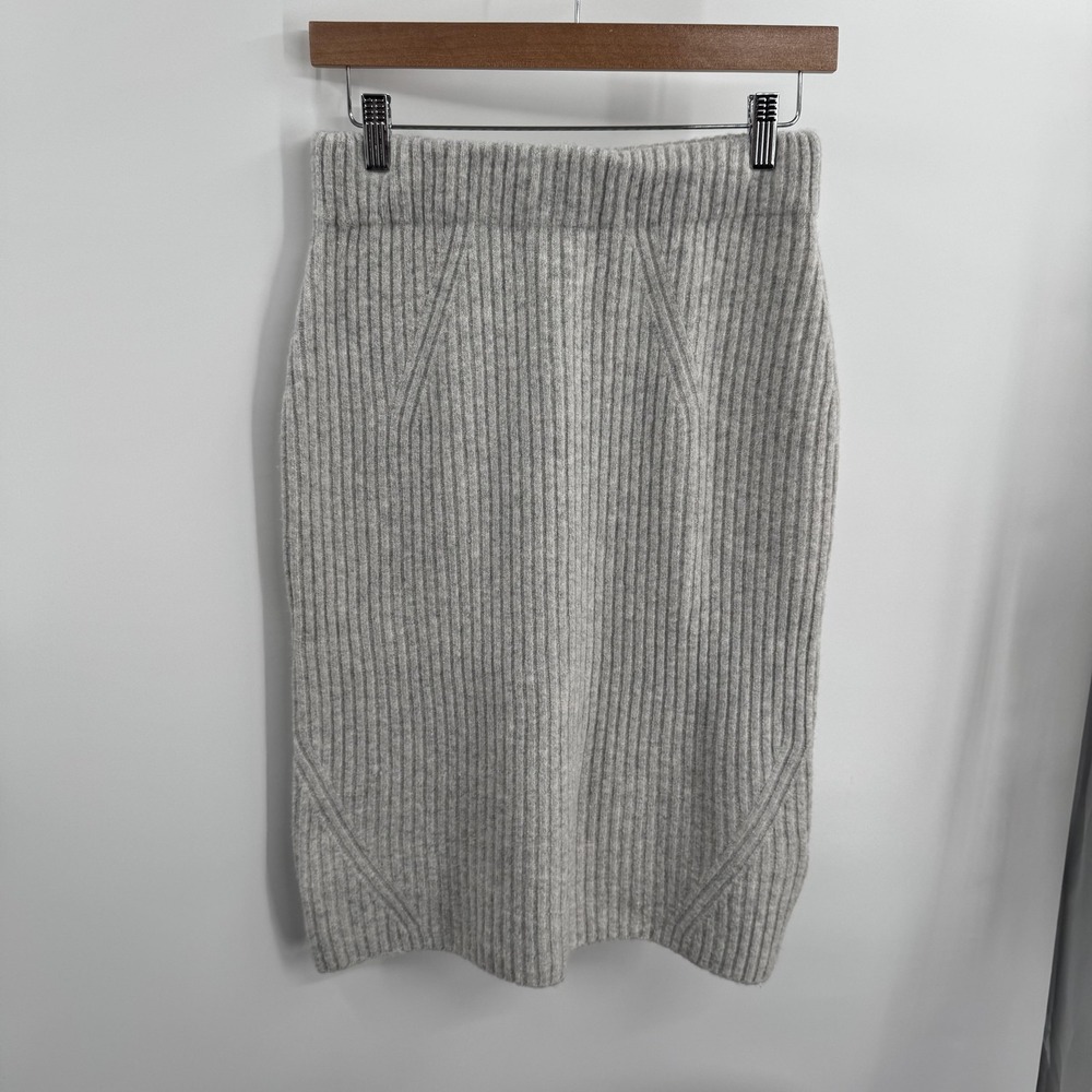 Daily Ritual Womens Ribbed Knit Skirt Size M Wool Blend Pencil Midi Stretch Work